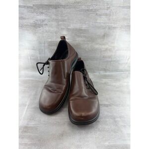 ECCO Women Brown Leather Lace Up Walking Shoes Shock Point Oxford Size EU 38